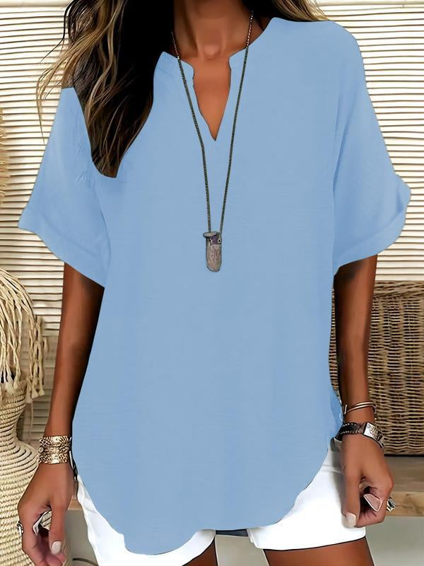 Loose-fit Summer Solid Color Women's Casual Shirt