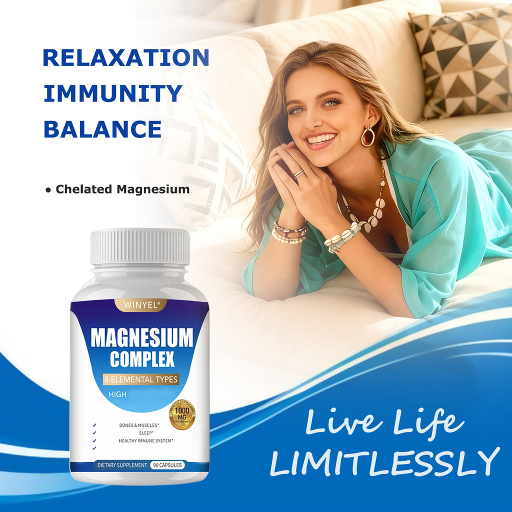 MAGNESIUM COMPLEX Capsules With Malate, Glycinate, and More!  90 EZ swallow Capsules