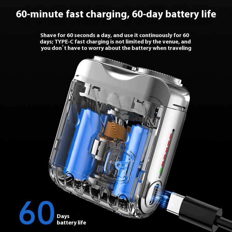 Rechargeable Men's Portable Rotary Wet or Dry Mini Shaver