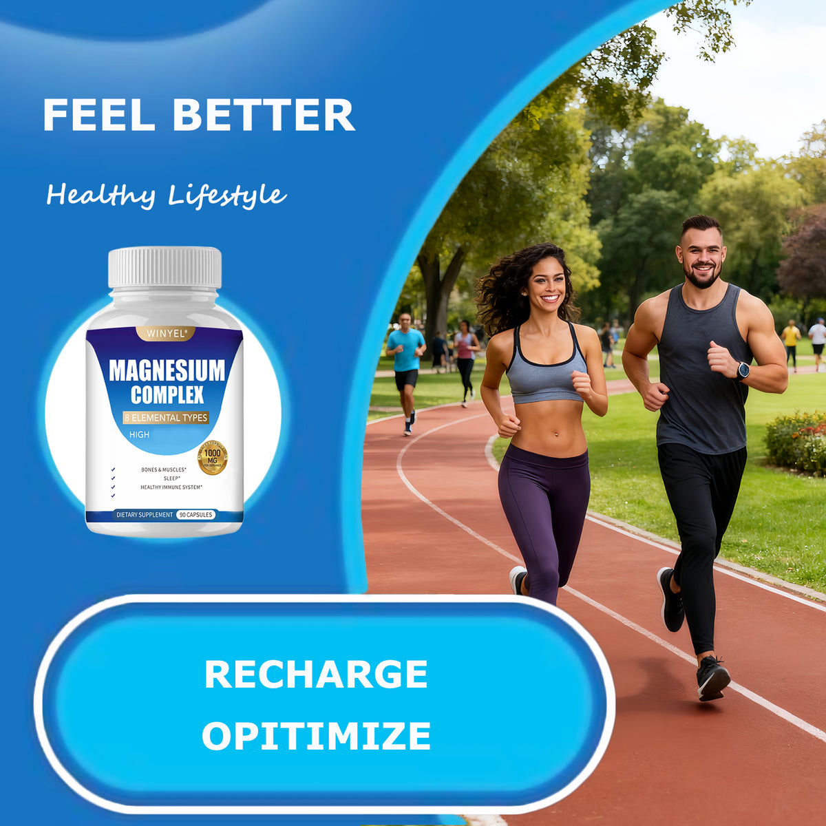 MAGNESIUM COMPLEX Capsules With Malate, Glycinate, and More!  90 EZ swallow Capsules