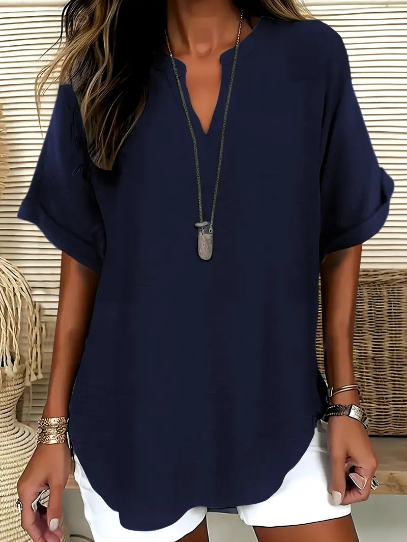 Loose-fit Summer Solid Color Women's Casual Shirt