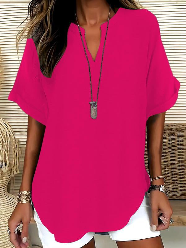 Loose-fit Summer Solid Color Women's Casual Shirt