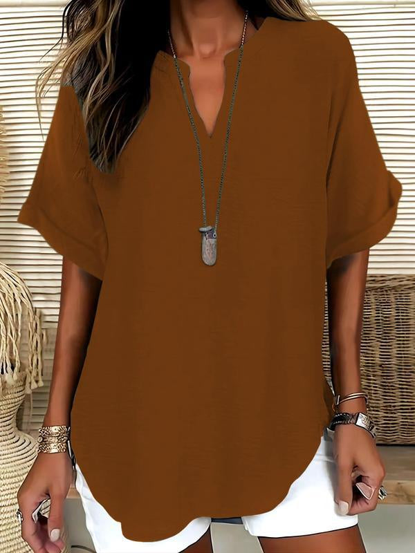 Loose-fit Summer Solid Color Women's Casual Shirt