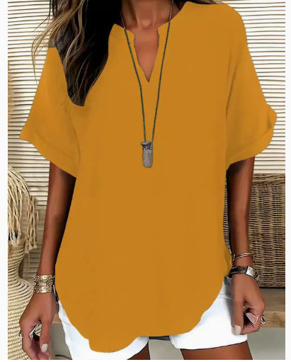 Loose-fit Summer Solid Color Women's Casual Shirt
