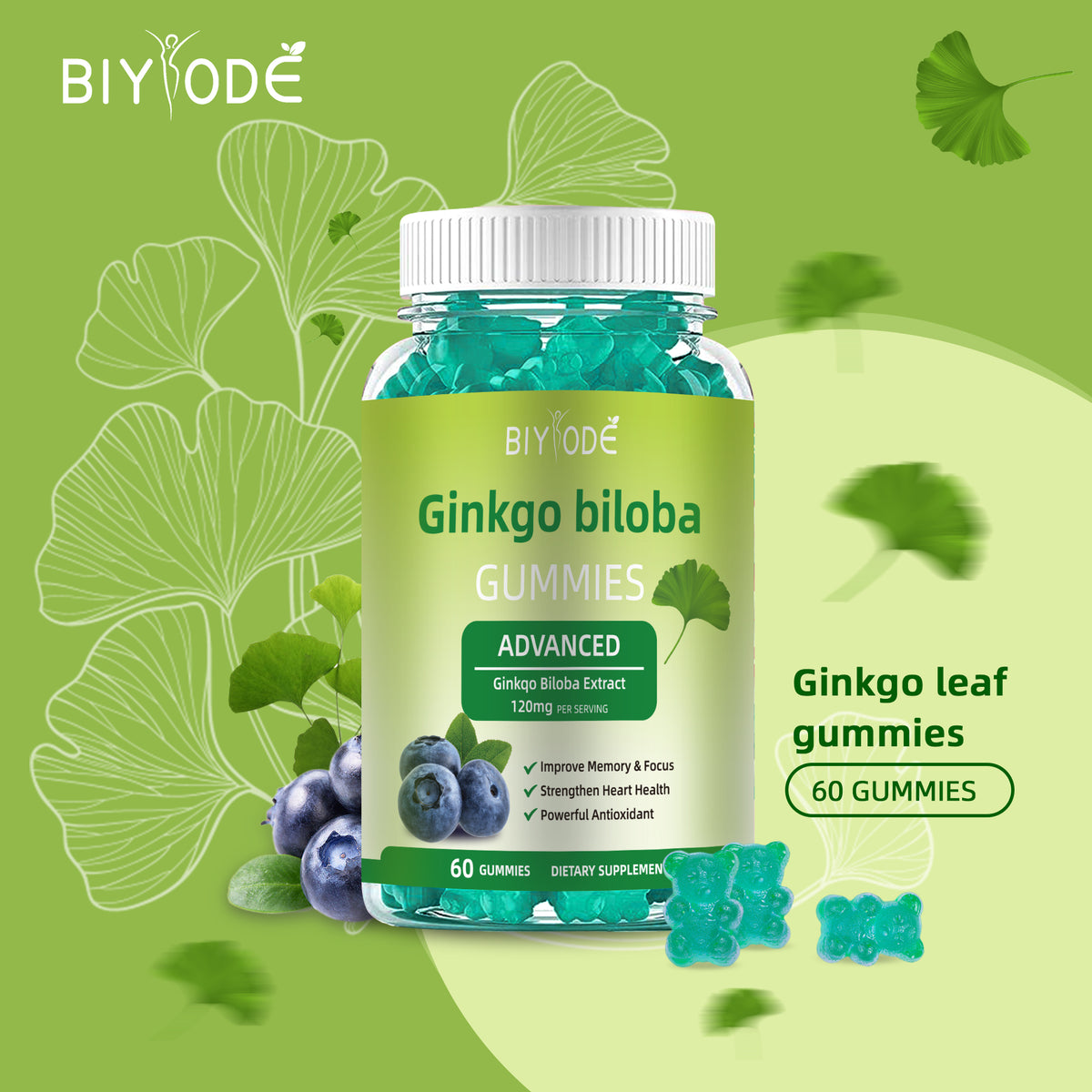 Ginkgo-Biloba Gummies Support Adult Memory & Focus