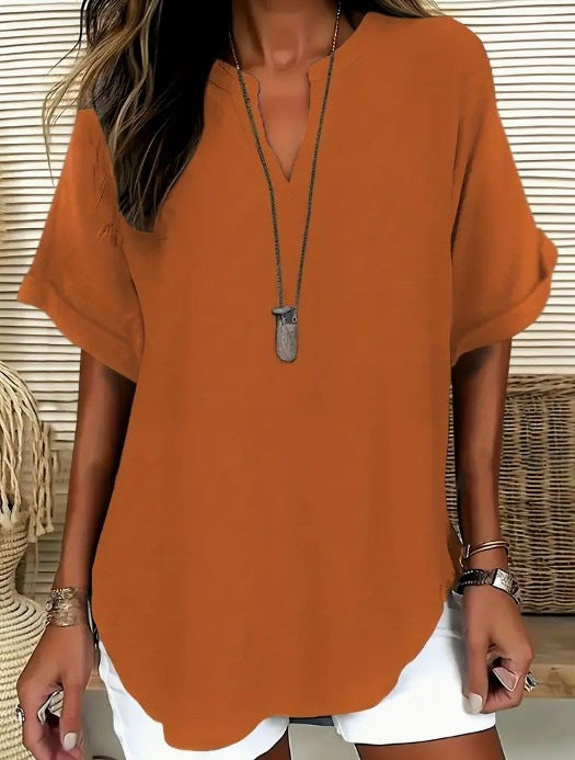 Loose-fit Summer Solid Color Women's Casual Shirt