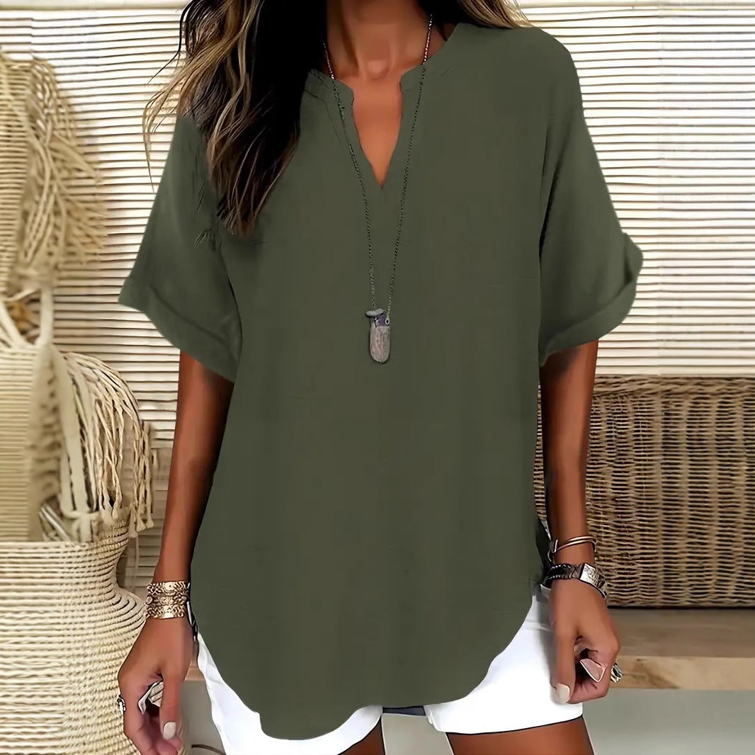 Loose-fit Summer Solid Color Women's Casual Shirt